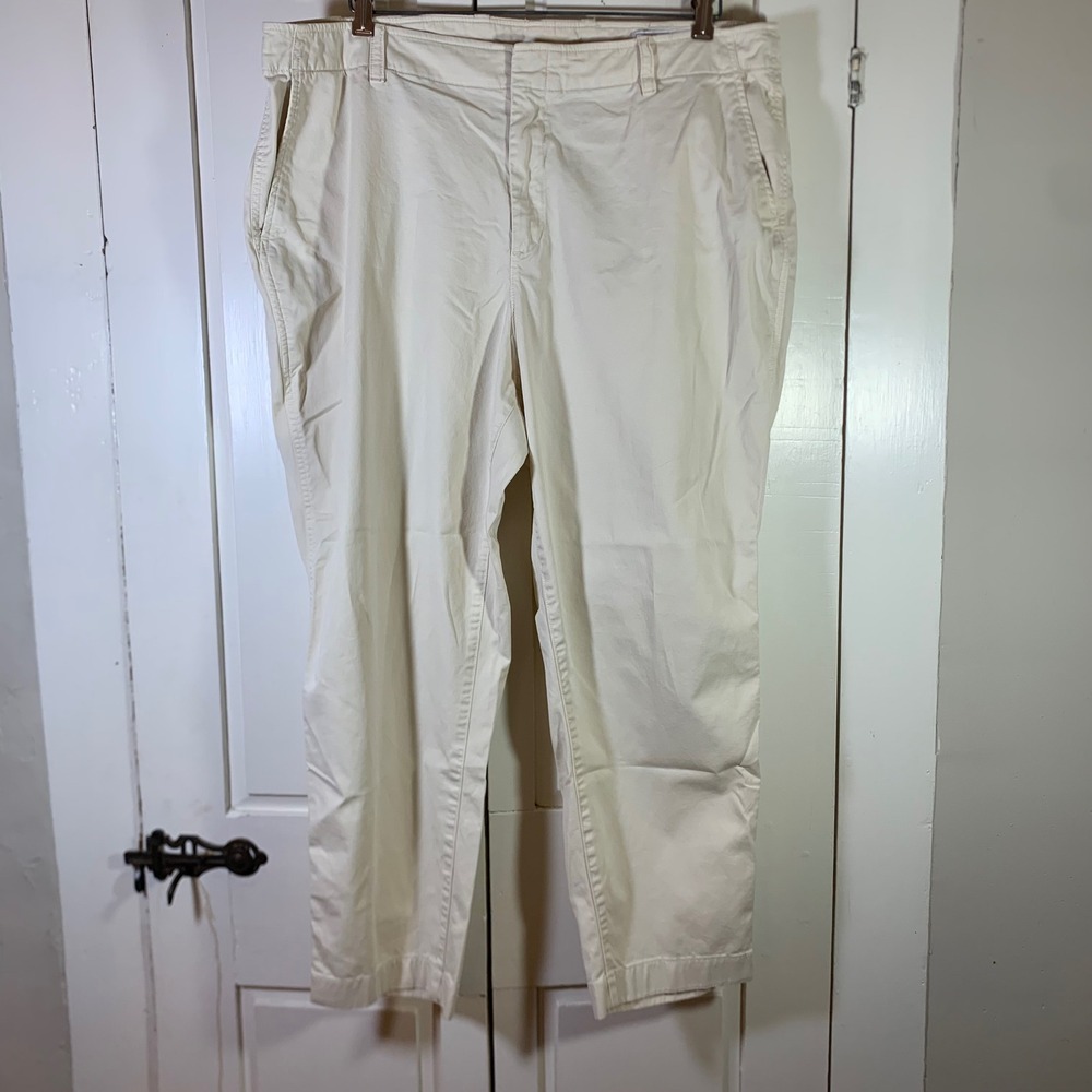 Gap Downtown Khaki Chino Pants Off-White Straight Leg Fall 2023 Sz 20 Grunge